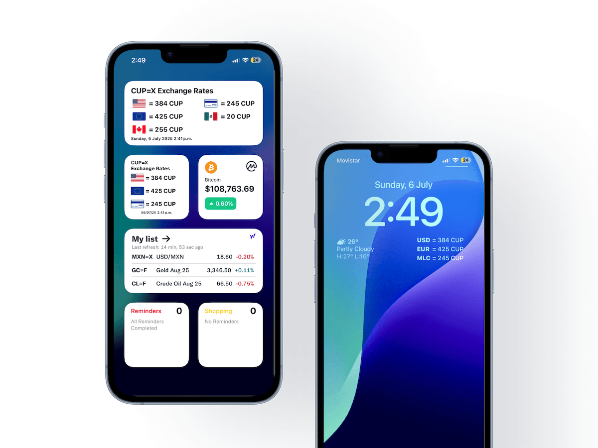 Ejemplo de Widget de Tasas de Cambio